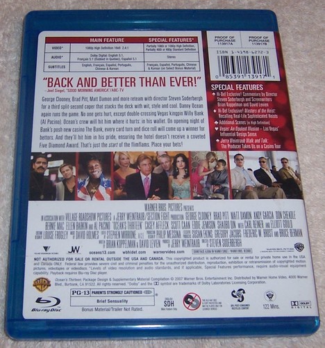 Ocean's Thirteen Blu-ray disc George Clooney Brad Pitt Matt Damon - Picture 2 of 2