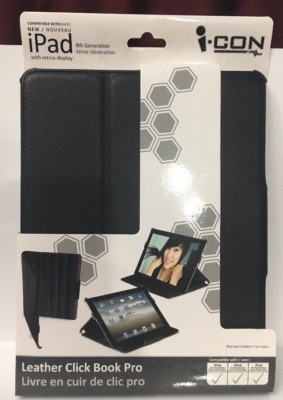 iCon Leather Click Book Pro (Black) For iPad 4