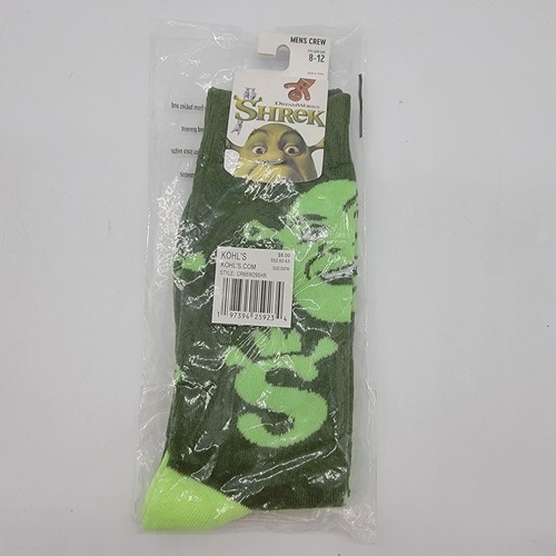 Men's Shrek Crew Socks - Sock Size 8-12 NWT NEW