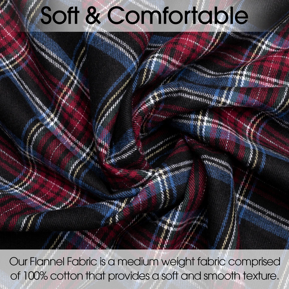 Tela de franela de algodón a cuadros tartán rojo - 60" de ancho - Se vende por yarda y perno Foto 3 de 4