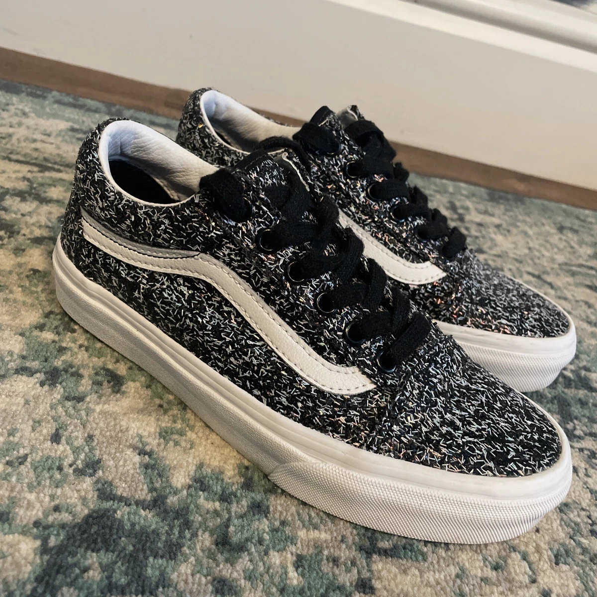 Black top shimmer vans