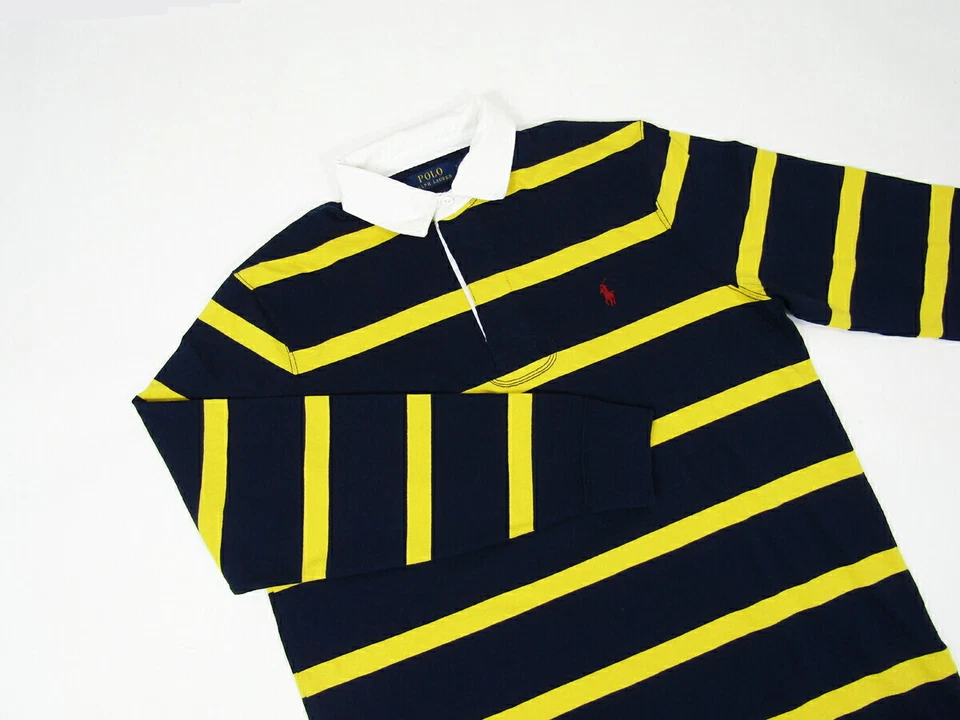 Polo Ralph Lauren Manga Larga Calce Clásico Rayas Rugby Polo - Azul Marino con Amarillo Foto 2 de 3