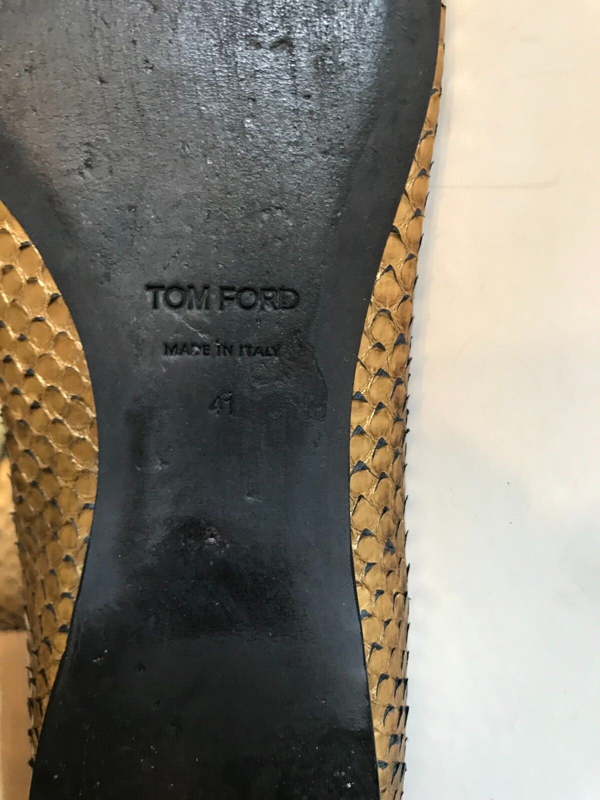 Tom Ford Ballerina Flats gold python with black s… - image 6