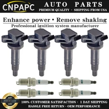 CNPAPC 4x Ignition Coil 4x Spark Plug For Toyota Corolla Pontiac Vibe 1.8L UF247