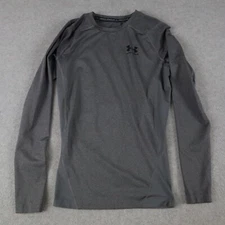Under Armour Shirt Mens Medium HeatGear Compression Base Layer Gray Long Sleeve