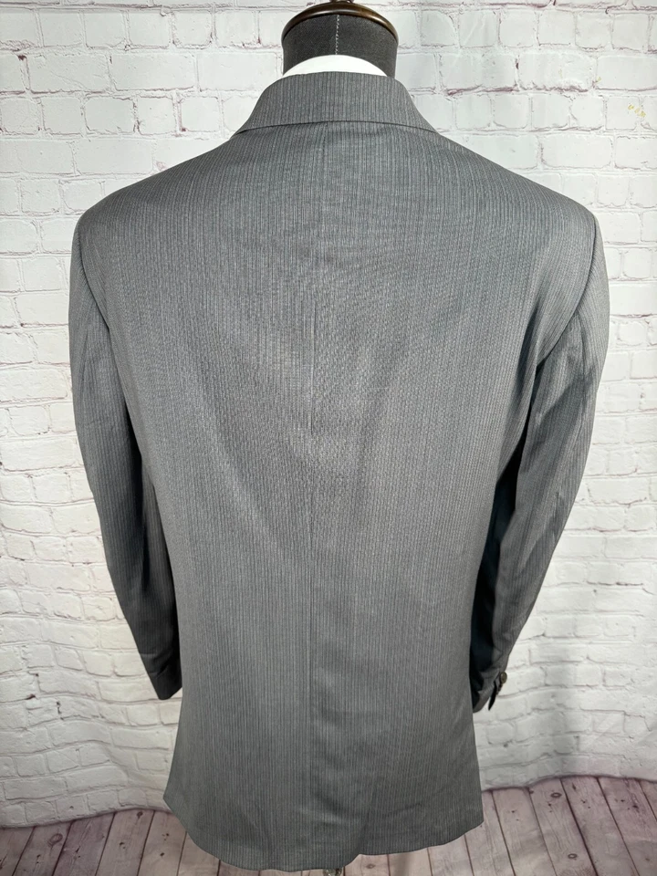 Chaqueta Blazer Abrigo Deportivo KENNETH COLE Para Hombres Gris Rayas ATHLETIC FIT 44R Foto 4 de 4