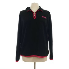 Guess Women's Black 1/4 Zip Script Pullover Fleece Sweater - Size Medium