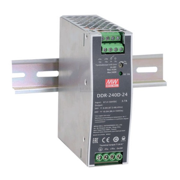 Meanwell DDR-240D-24, Dc Dc-Wandler, Din-Schinenen-Konverter, 67,2-154V:24V 10A-image