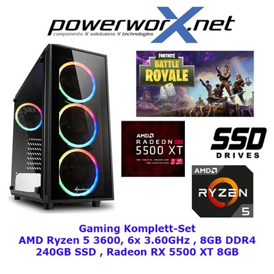 Amd Ryzen Ryzen 3600x Rx 5500 Xt 8gb Gaming Pc 5500 Xt Fortnite Rx