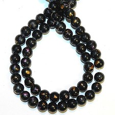 G4267 Black Metallic Multi-Color Graffiti Drawbench 8mm Round Glass Beads 31"