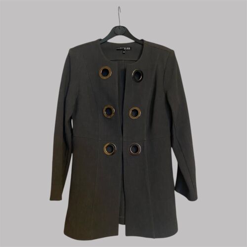 Vintage 90s Coat Grey Size 12 Women Military Cyber Steampunk Minimalist Cosplay - Picture 3 of 9