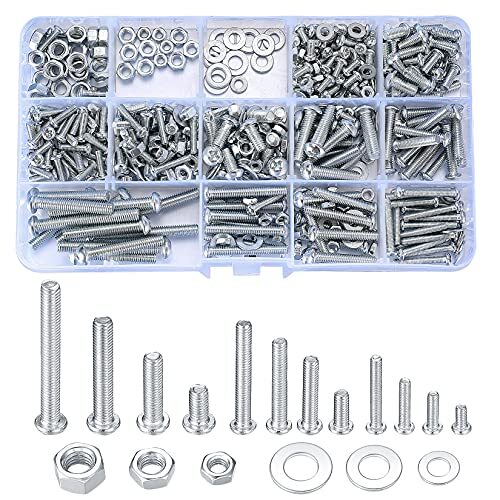 Ewwtrey 720Pezzi M3 M4 M5 Set di Viti Zincate con Dadi e Rondelle, Viti a Testa 