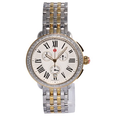 Michele Seriein 38mm White Roman Dial Two-Tone Diamond Bezel