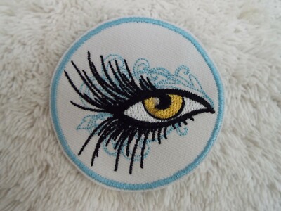 Lady Eye Light Blue Circle 3'' Embroidery Iron-on Patch (E33)