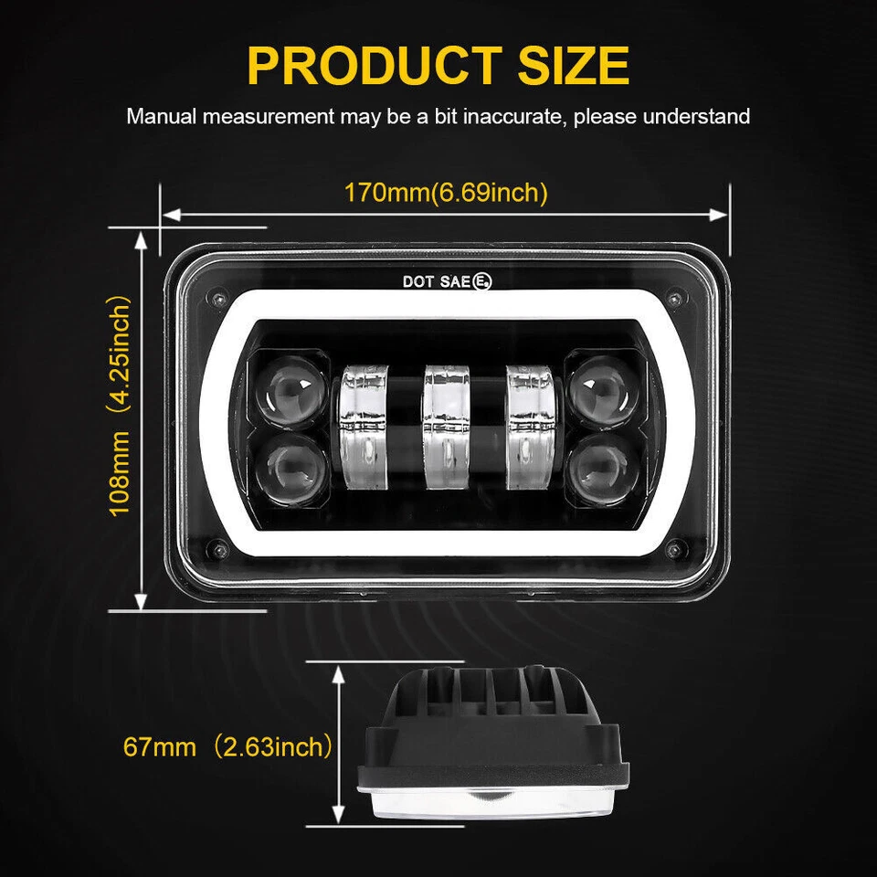 4 peças farol para Isuzu NQR NPR NPR-HD FTR 4x6" farol de LED feixe selado Hi/Lo - Imagem 4 de 4