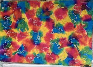 Brand New Sheet of Tie-Dye Batik Handmade Paper Elephants & Birds - Thailand