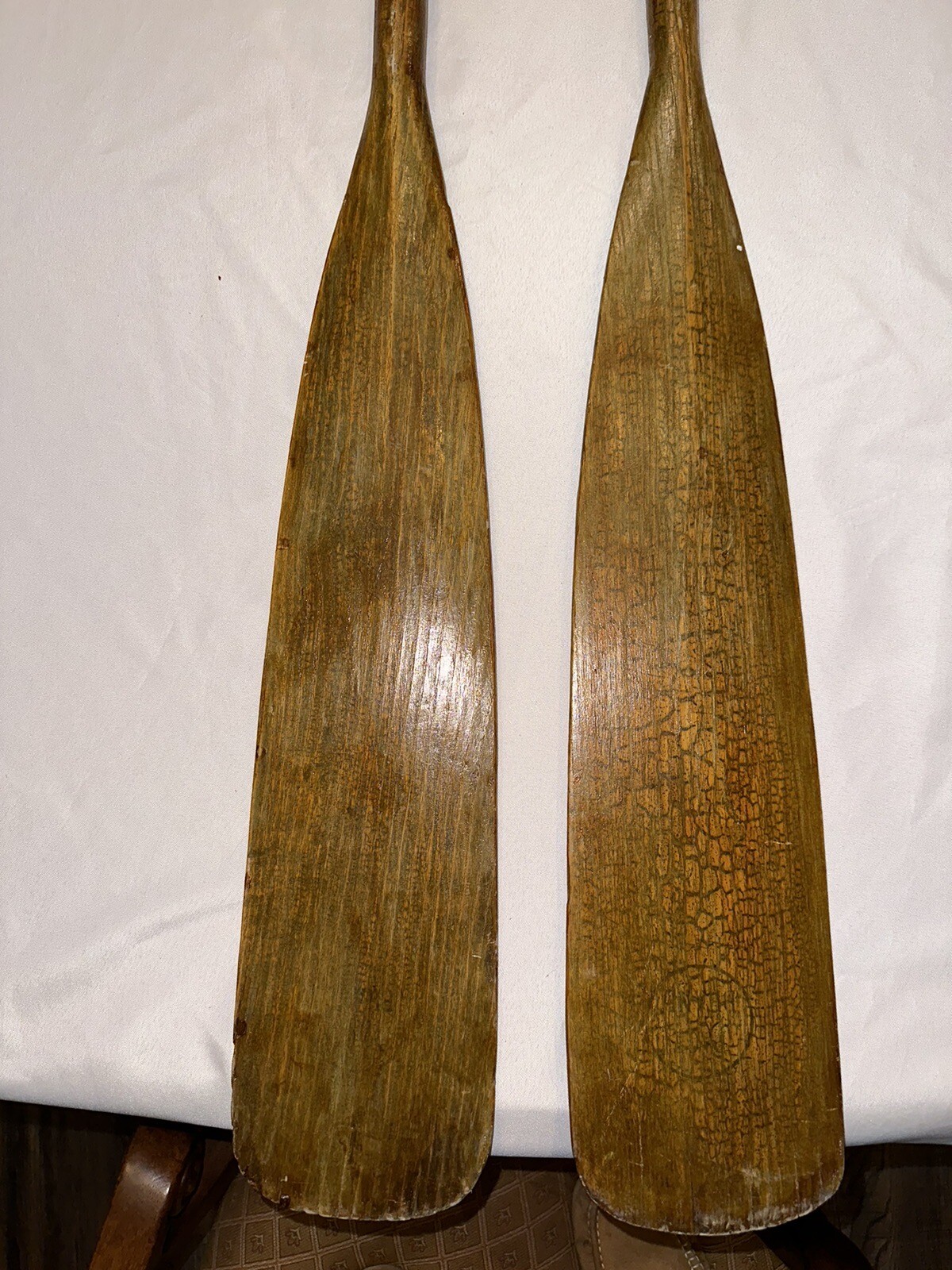 2 Vintage Wooden Boat Oars w/ Steelhead Oarlock Pins 72" Long eBay