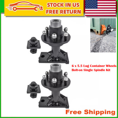 2pcs 6x5.5 Lug Fast Bolt On Wheels for shipping Container Hub and Spindle Kit