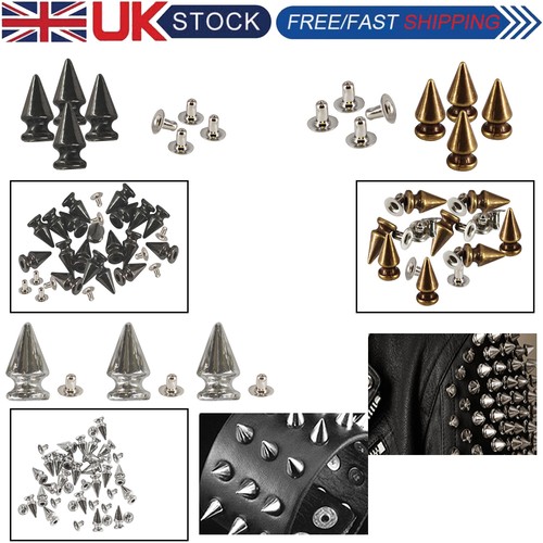 Trimming Shop Laiton Argent Spike Cône Clous avec Broches pour Cuir Artisanat, Bouton Décoratif Rivets pour Couture et Vêtements Réparation, Punk et Gothique Accessoire, 100pcs - doré