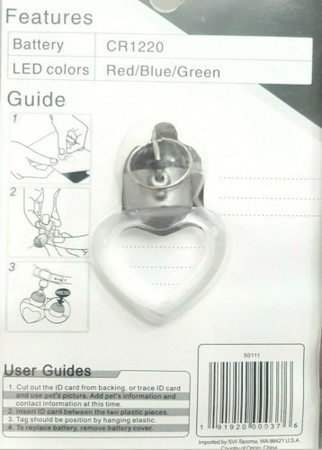 1 SPECIALTIES FLASHING LOVE-STAR PET ID SAFETY TAG HeartDOG CAT LIGHT Brand New! - Picture 2 of 2