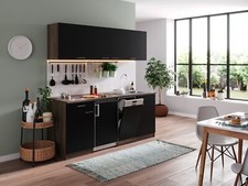 Cucina Cucina Lineare Cucina Singola Rovere York Nero Oliver 195 CM Respekta