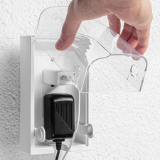 Bates- Baby Safety Outlet Cover Box, Clear Door, Baby Proof Outlet Covers, Plug