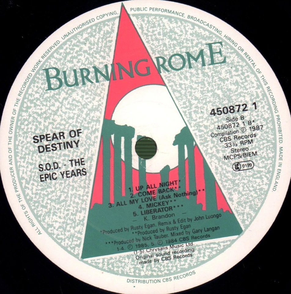 Spear Of Destiny S.O.D. The Epic Years LP Vinyl UK Epic 1987 Kompilations-LP - Bild 4 von 4