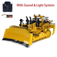 1:14 Hydraulic RC Bulldozer D11T Metal RTR Dozers Model 3Plows Smoke Light Sound