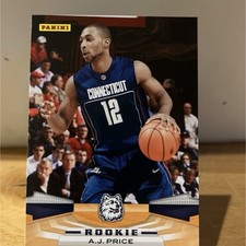 Panini 2009-10 A.J. Price #396 Rookie Base UConn Huskies Basketball Card. rookie card picture