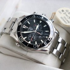 Omega Seamaster 300m Date Chronograph Black Peter Blake Mens Diver Watch + BOXES