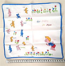 GLI FRIENDS DI TOM Baby & Puppies 60s Italy Taschentuch Taschentuch Baumwolle Vintage