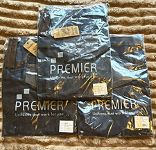 PREMIER Division Indigo Denim Bib Apron Faux Leather 2 Pocket Style PR136