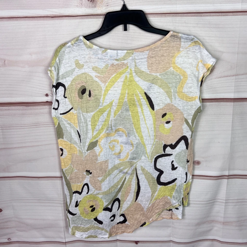 Camiseta Rachel Zoe Top Mujer Mediana Floral Lino Tejida Cuello Barco Manga Dolman Foto 4 de 4