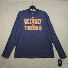 MLB Detroit Tigers Shirt Mens 2XL Blue Baseball Outdoor Sports Long Sleeve NWT