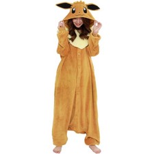 SAZAC Coral Fleece Kigurumi Eevee Medium Size Pok mon Costume Pajamas Cosplay Jp