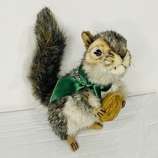 HANSA Gray Squirrel w/ Nut 8" Plush Toy Stuffed Animal Realistic Wildlife Bendy