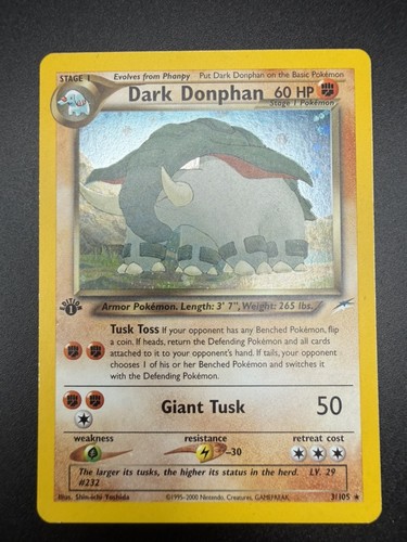 Dark Donphan 1st Edition Holo Holo Rare Neo Destiny 003/105 LP