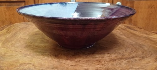 Cuenco esmaltado por goteo de cerámica artística firmada de 13,5"x6,5". - Imagen 3 de 9