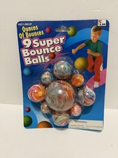 Vintage 9 Pieces Super Bounce Balls NOS Kmart Tony USA Bouncy Ounces of Bounces