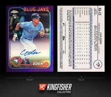 Cam Eden 2024 Topps Chrome Purple Refractor /250 Rookie Auto RC #RA-CE Blue Jays