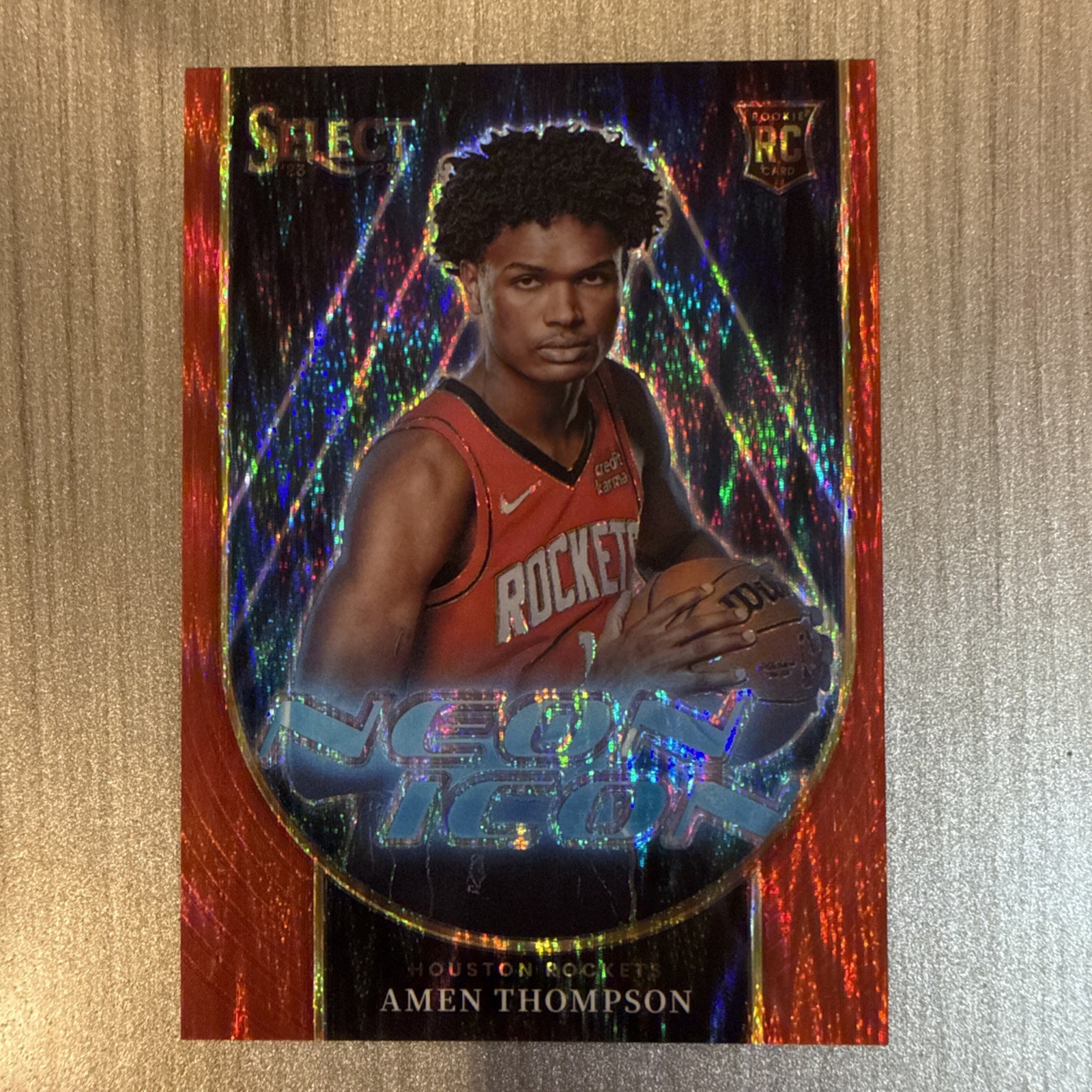 Amen Thompson 2023 Panini Select Neon Icon Red Flash Prizm /99 Rookie Rockets RC