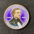 Colorized Kennedy Half Dollar Confederate President Jefferson Davis Free Ship