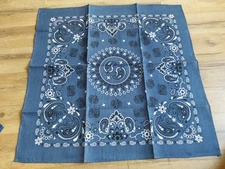 Trainmen Paisley Navy Blue Cotton Bandana Headwrap Square 21.5"