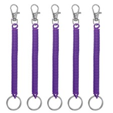 Retractable Coil Springs Keychain, 5 Pack Anti-lost Key Chain Holder Lanyard ...