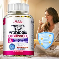 Women's RAW Probiotic 100 Billion CFU - Prebiotics, Digestive Enzymes,Gut Health