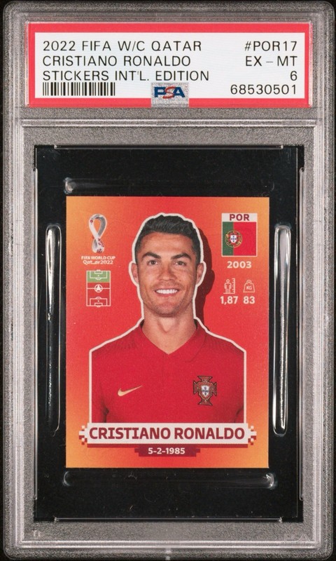 Cristiano Ronaldo 🇵🇹 2022 World Cup Portugal Sticker-International RARE  PSA 6