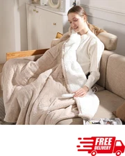 Heated Electric Throw Blanket 50x60 Flannel Sherpa Lap Blanket 5 Heat Settings