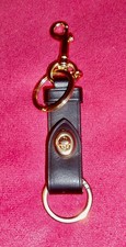 COACH Brown LEATHER BRASS CLIP KEY RING CHAIN FOB w/ BUCKLE  Free Shipping
