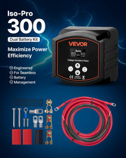 12V 300A Dual Battery Isolator Kit 20ft 2AWG VSR with LCD Voltmeter