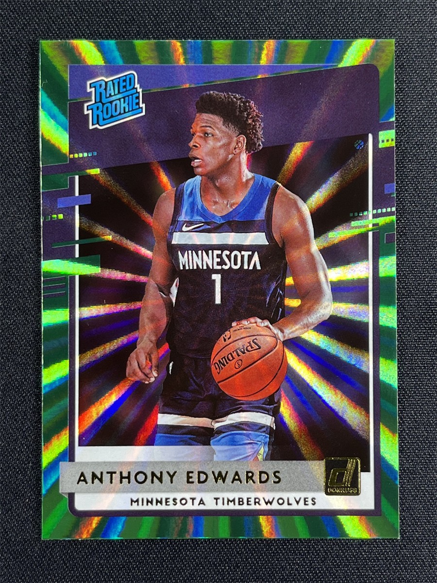 2020-21 Panini Donruss Anthony Edwards #201 Green Laser Holo Rated Rookie RC